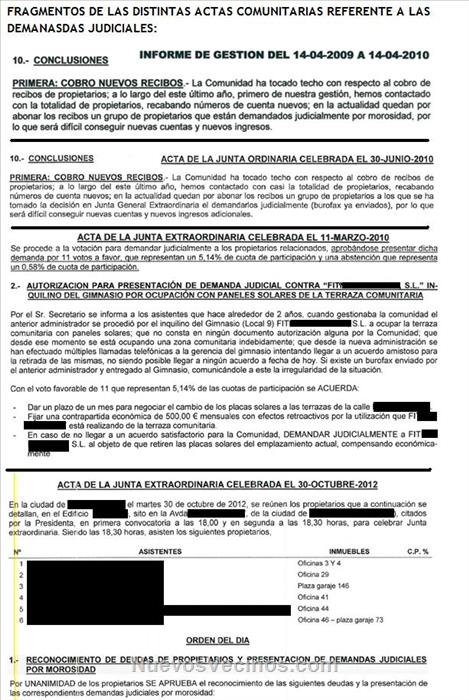 Fragmentos Actas en relación a la aprobación de demandas