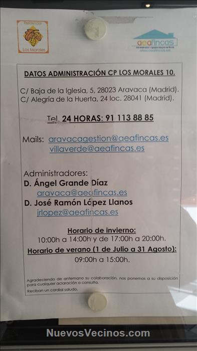 Contacto Administrador Los Morales, 10