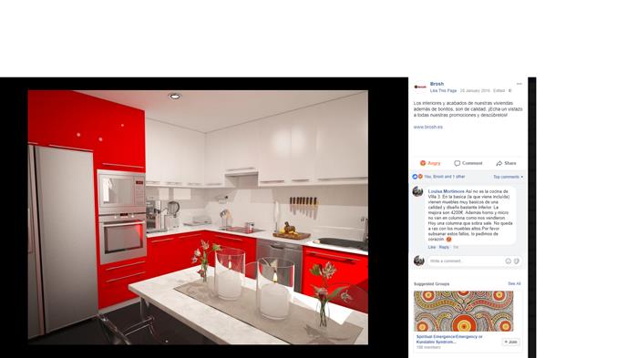 Cocina anunciada en facebook de Brosh