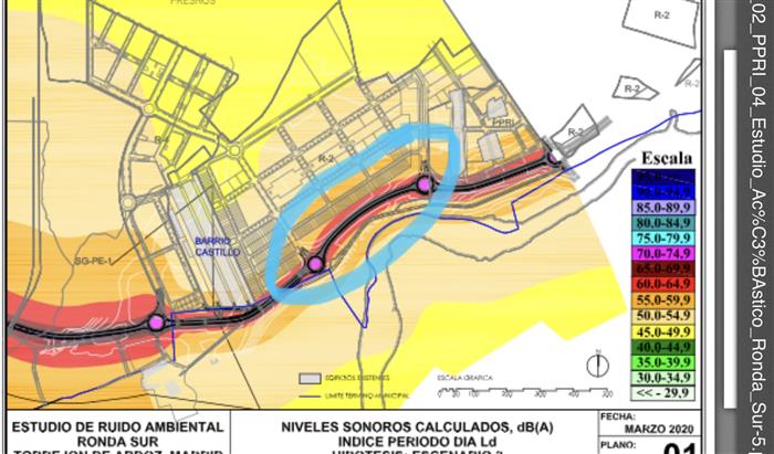 Ruido ronda sur cerca de los chalets 
